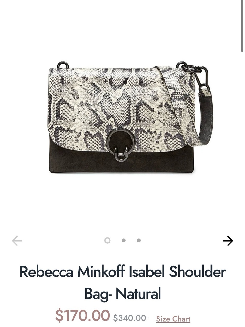 Rebecca Minkoff Python Print Shoulder Bag with Black Suede
